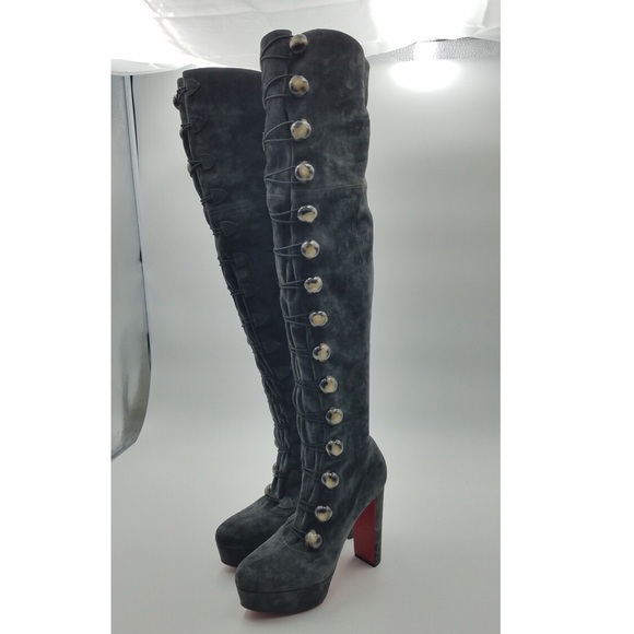 Christian Louboutin Grey Suede Boot - Picture 2 of 5